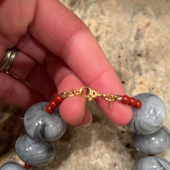 Vintage Monet Beaded Marble Faux Stone Chunky Choker - Picture 7 of 7